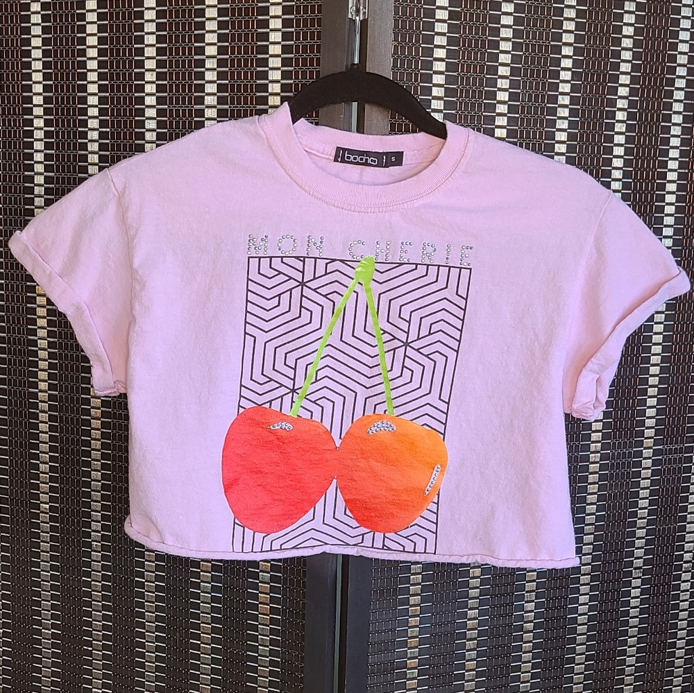 BooHoo Pink Studded Crop Top